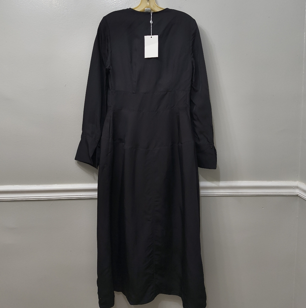 Co. Collection Silk Blend Elegant Black Long Sleeve Dress M Dark Romantic Gurge - Picture 7 of 12
